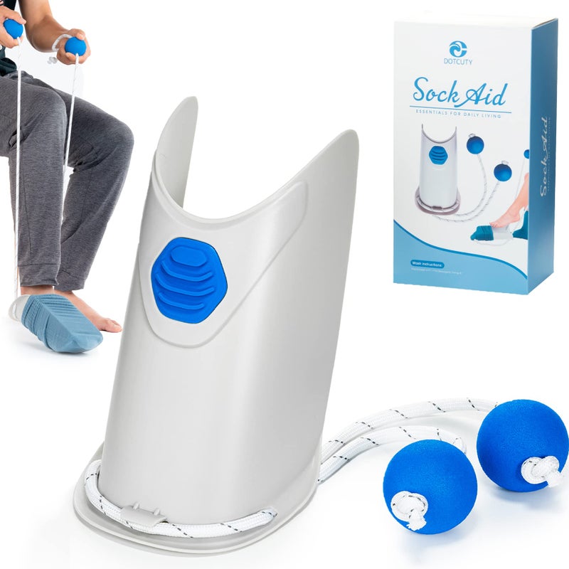 Sock Aid Socks Helper with Adjustable Cords Easy on Sock Aid Tool with Ergonomic Soft Foam Round Handles for Elderly Disabled Pregnant DiabeticsSock Helper Aide Tool